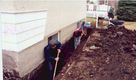 Foundation excavation Weeping tile installation or replacement