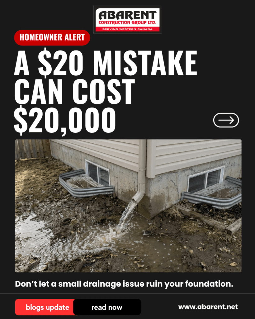 Spring drainage problems causing foundation damage around a residential home