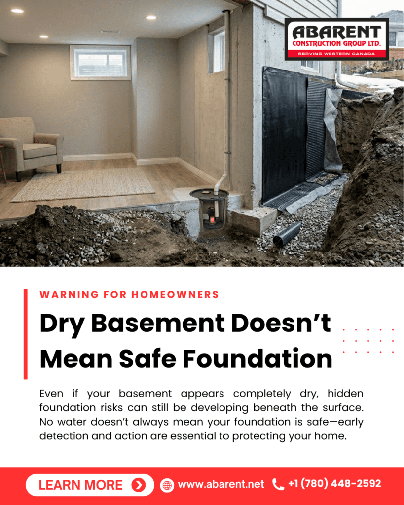Hidden foundation risks in basement despite no visible water damage