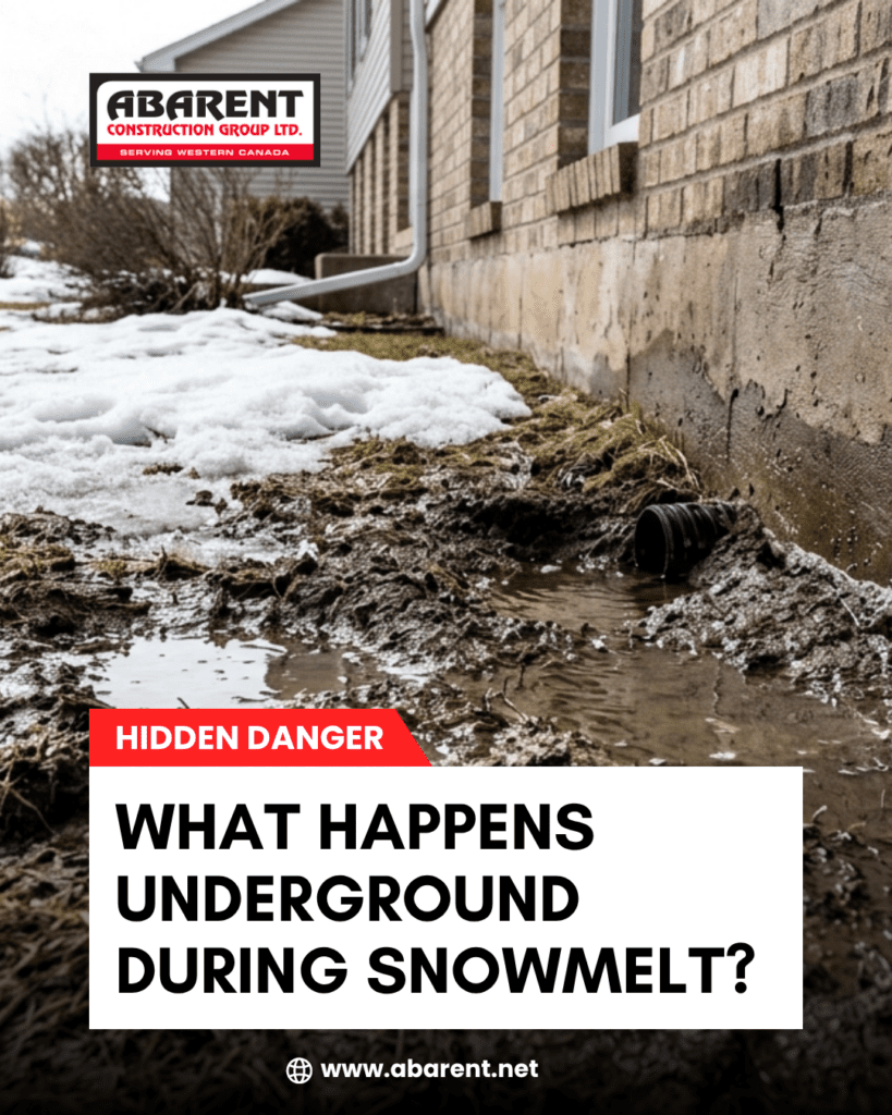 Snowmelt foundation Edmonton water damage near basement wall