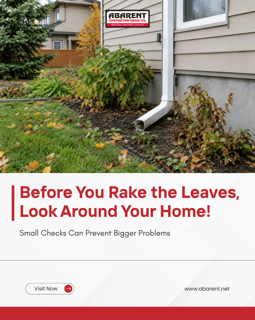 Fall home maintenance Edmonton homeowners checking foundation and drainage