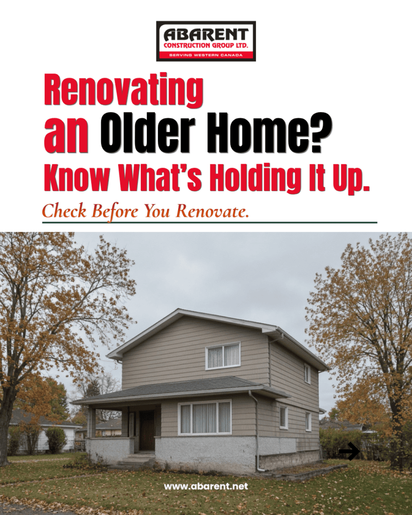 Renovating an older home with a visible foundation in Edmonton.