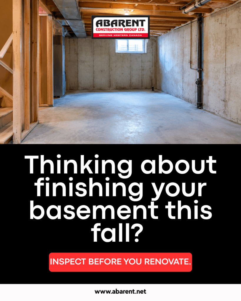 Finishing your basement this fall by checking concrete foundation walls and basement floor conditions before renovation